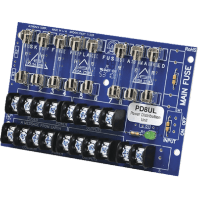 Tablero distribuidor de voltaje, 8 salidas con fusible de protección. Para uso con Fuentes de poder ALTRONIX. | PD8UL