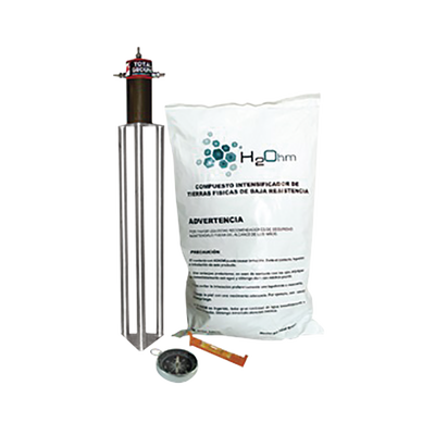 Kit Antivandalico de puesta a tierra de 45 A con Electrodo, Acoplador en Filtro y Compuesto H2Ohm. | TG-45AB-AI