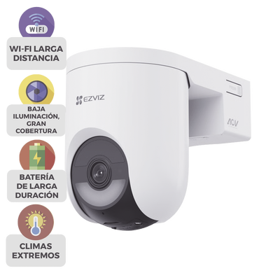 Cámara IP PT Con Batería / Wi-Fi 6 + 4G LTE / 2K+  (4megapixel)  / IP65  / Detección IA Persona-Vehiculo / Visión Nocturna Color / Compatible con Panel Solar CSPSP8 | CSHB8C/4G/W