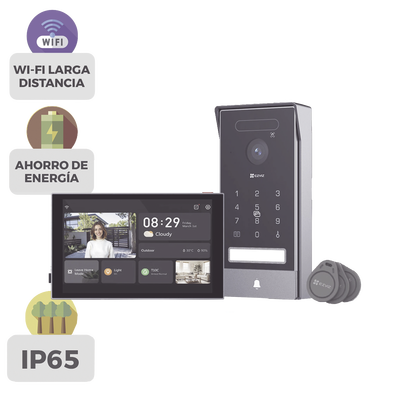 Video Portero Conexión a 2 Hilos Entre Monitor y Frente de Calle / Wi-Fi 6 Dual Band 2.4 y 5GHz con Cámara 4K / Reconocimiento de Venas de Palma / Reconocimiento Facial  / Visión Nocturna en Color / IP65 Exterior Con Protección | CS-HP7/PRO