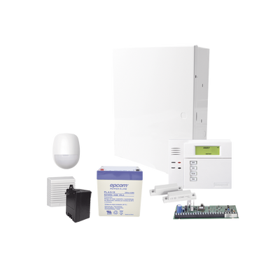 Kit de alarma de intrusión cableado VISTA-48LA con sensor de movimiento, contactos magnéticos, sirena de 15 W, batería y transformador | VISTA48START