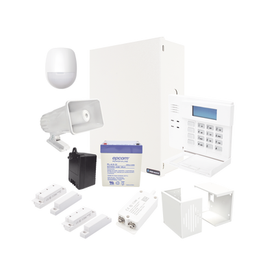 Kit de panel de alarma híbrido de 8 a 48 zonas con teclado de palabras fijas y sensores alámbricos | VISTA48/6150TBCMS