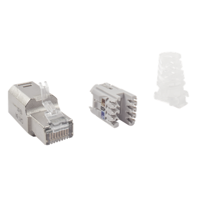 Plug RJ45 Cat6A Blindado, Terminación en Campo, Compatible con Todas las Categorías, Sin Clip Protector de Seguro | ZP1-6AS-00S