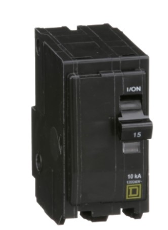 SSMELE Interruptor termomagnético mini Square D de 2 polos, 15A, 10kA, 120/240V, enchufable
