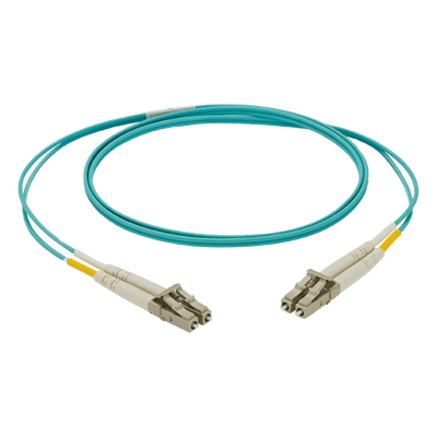 Jumper de Fibra Optica Multimodo 50/125 OM4, LC-LC Duplex, LSZH, Color Aqua, 2 Metros | NKFPZ22LLLSM002