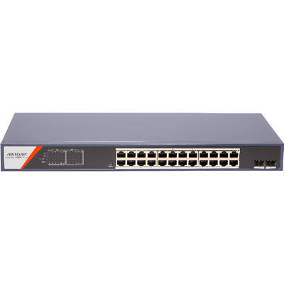 Switch Gigabit PoE+ / Administrable / 24 Puertos 1000 Mbps PoE+ / 2 Puertos SFP / Configuración Remota desde Hik-PartnerPro / PoE Extendido 250 Metros / 370 Watts | DS-3E1526P-SI-24P2F