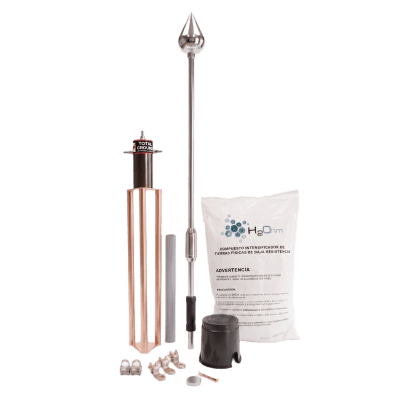 Kit Pararrayo con Punta de Aluminio con Avance de Cebado de 30 m. y Accesorios de Instalación en Torre. | KIT-MASTER-PE9-ALU