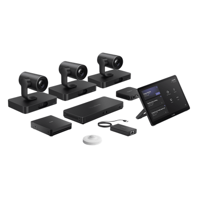 Sistema de Videoconferencia MVC-S98-C5U-004 de Yealink diseñado para Salas Extra Grandes con Triple Cámara Inteligente y Funciones Avanzadas de IA | MVC-S98-C5U-004