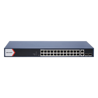 Switch Gigabit PoE+ / Administrable / 24 Puertos 1000 Mbps PoE+ / 2 Puertos 1000 Mbps Uplink / 2 Puertos SFP Uplink / Configuración Nube desde Hik-PartnerPro / Modo Extendido hasta 300 Metros / 370 W | DS-3E1528P-EI
