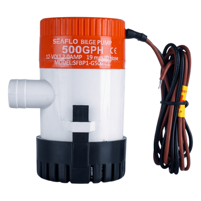 Bomba de Achique Sumergible SEAFLO SFBP1-G50-01 / 500 GPH (1,893 LPH) / 12V CD / No Automática / Protección Anti-Aire / Sellos Herméticos / Cableado Marino / Base de Filtro Removible | SFBP1-G50-01