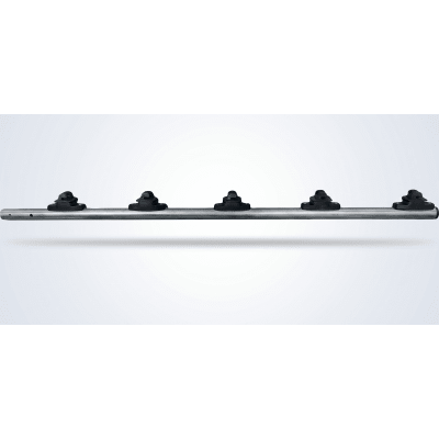 Poste de Paso de Acero Galvanizado / Diámetro 1" / Longitud 100cm / Forma Redonda / 5 Aisladores Integrados / Incluye Tapa / Peso 0.8 KG | SF-POST-5-R1