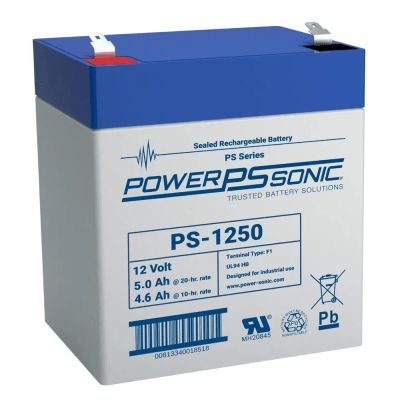 Batería 12V, 5.0AH, Para Respaldo, Tecnologías AGM/VRLA, 5 Años Vida Útil, Terminales F2, Reconocida UL | PS-1250-F2