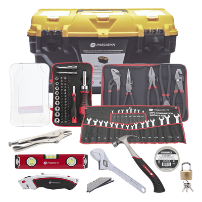 Juego de Herramientas Multitareas / Caja 44x26x23 cm / 24 Llaves Combinadas / Martillo 16 oz / 65 Puntas Intercambiables | TOOL-SET-004