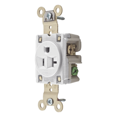 Contacto Sencillo / 20 A / 125 V / 2 Polos 3 Hilos / NEMA 5-20R / Grado Industrial / 1.19 x 3.28 x 1.63 in (30.22 x 83.31 x 41.40 mm) | HUB-HBL-5361-W
