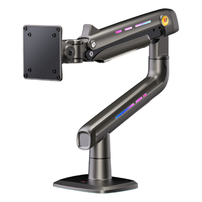 Soporte Mecánico para Monitor / 32" a 60" / Carga 2-20 kg (4.4-44 lbs) / VESA 75x75 y 100x100 mm / Iluminación RGB / Resorte de Alta Precisión / Rotación 360° | F5NB
