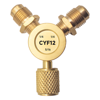 Conector Y para Refrigeración / 2 Entradas 1/4" Macho Flare / 1 Salida 5/16" Hembra Flare / Recuperación y Evacuación / 0.18 kg | CYF-12