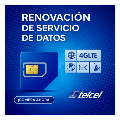 Renovación de Plan de Datos / 2 GB Mensuales / 1 Año / Roaming EUA y Canadá / Red Telcel México | RSIM2GBTELCEL