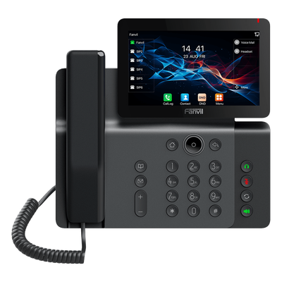 Teléfono IP Empresarial / Pantalla Táctil 7" / Wi-Fi 6 / Bluetooth 5.4 / 20 Líneas SIP / Cámara 1080p / PoE / Material Antibacterial | V66