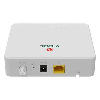 ONU Bridge / Dual GPON-EPON / 1x SC/APC PON / 1x LAN Gigabit / 1x CATV / Triple Play / 130x100x30 mm (5.1x3.9x1.2 in) | V2801T