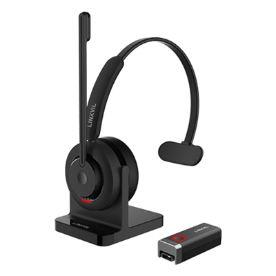 Diadema Inalámbrica / DECT 6.0 + Bluetooth 5.3 / IPX7 / Alcance 200m Interior 300m Exterior (656ft Interior 984ft Exterior) / Audio HD con Cancelación IA / Micrófono Rotable / Base de Carga | DH301D