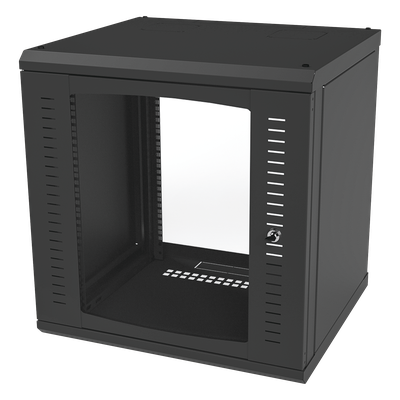 Gabinete para Montaje en Pared Cuerpo Fijo, con 12 Unidades de Rack, de 19in, Puerta de Cristal Templado, Fabricado en Acero | SR-1912-GFP