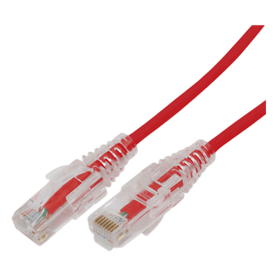Cable de Parcheo Slim UTP Cat6A / 0.5 m (1.64 ft) / 28 AWG / Rojo / RJ45 | LP-UT6A-05-RD28