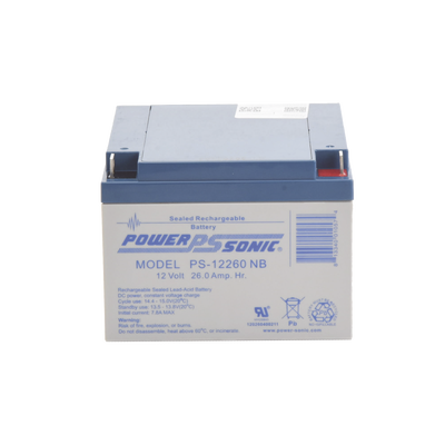 Batería 12V, 26AH, Para Respaldo, Tecnologías AGM/VRLA, 5 Años Vida Útil, Terminales NB, Reconocida UL | PS-12260-NB