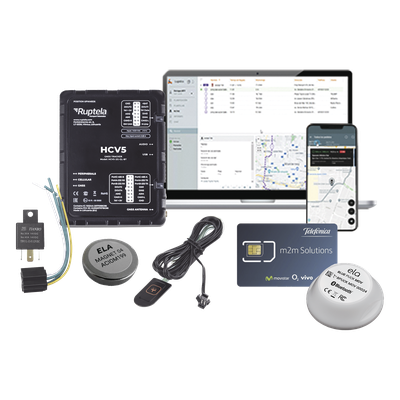 Kit Localizador 4G LTE / Anti-Jammer Ajustable / CAN Bus FMS-J1708-J1939 / Paro Motor Automático / Bluetooth / 1 Año Datos | HCV5KITMAG2