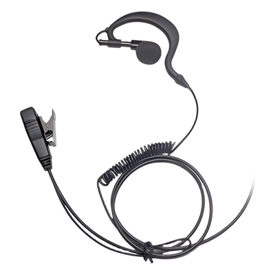 Micrófono-Audífono Profesional / Gancho Ajustable en Forma de G / Cable con Resorte / PTT de Solapa / Compatible con Radios Hytera y Telox | TX-110N-H02