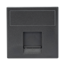 Módulo de Placa Plana / 1 Espacio Jack Keystone / Guardapolvo Integrado / 45 × 45 mm / 8.5 mm Profundidad / Compatible Cajas Teleblock y Ofiblock | SM-1-KEY-N