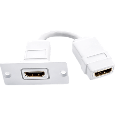 Wall Plate Inserción HDMI / Espacio Simple / Conexiones Frontal y Trasera / Diseño Pasivo / 5.05 x 5.80 x 2.34 cm | W-H(W-HDMI)(W)