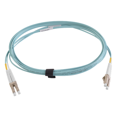Jumper de Fibra Óptica / Multimodo 50/125 OM3 / LC-LC Duplex / OFNR / 5 m (16.40 pies) / Color Aqua | FJ2-LCLC5L-05AQ