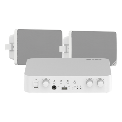 Kit Amplificador / 80W / 2 Zonas / Bluetooth USB RCA Micrófono / 100V 70V / 2 Altavoces | DS-QAEKIT/ST