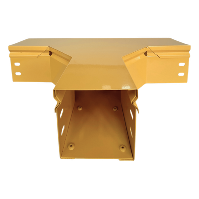 Charola T Horizontal para Fibra Óptica / Aluminio 4" x 4" / Radio de Curvatura 8" / Recubrimiento Epóxico Amarillo / Incluye Tapa y Accesorios | CHFBTH4X4R8EPK