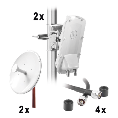 Enlace Backhaul completo de alta capacidad, incluye: 2x PTP550CE, 2x NP2GEN2 (34 dBi), 4x Jumpers | PTP550-KIT34