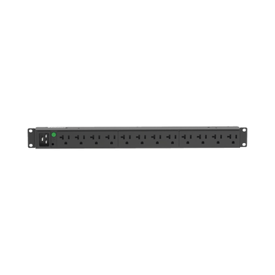 PDU Básico para Distribución de Energía, Enchufe de Entrada NEMA L5-20P, Con 12 Contactos NEMA 5-20R, Instalación Horizontal de 19in, 1UR, 20 Amp, 120 Vca | P12B30M
