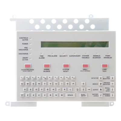 Teclado con Pantalla LCD / 80 Caracteres Retroiluminada / Teclado QWERTY Completo / 24 VCD / para Paneles de Detección de Incendio Serie ONYX | KDM-R2