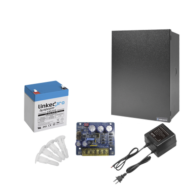 Kit con fuente PLB3 con salida de 12 Vcc a 4 Amper, incluye transformador y batería de 12 V a  5.5 Amper | KIT16B3LK5