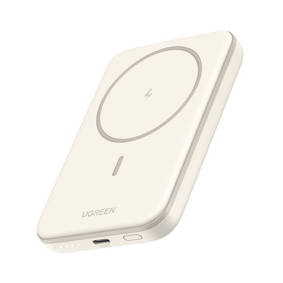 Power Bank MagSafe de 5000mAh | 15W | Carga Inalámbrica y por Cable USB-C | Sistema de Protección Inteligente | Tecnología de Carga Rápida | Ultra Delgado | Ultra ligero | Compatible con iPhone 15/14/13/12 | Color Beige. | 25207