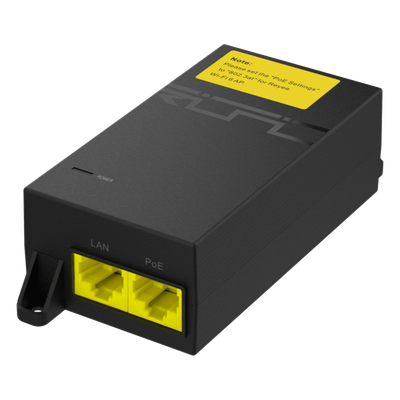 Inyector PoE Pasivo / Gigabit 1G / 52 V / 30 W / Protección 2000 A / RJ45 Blindado | RG-POE-AT30