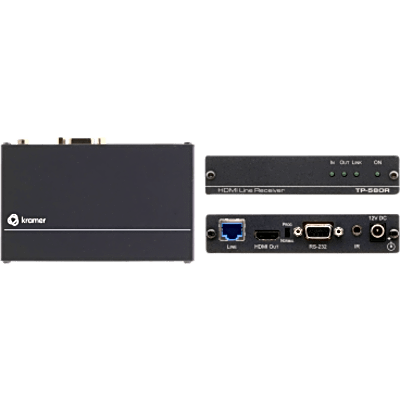 Receptor HDBaseT / 4K60 4:2:0 / HDMI 2.0 / HDCP 2.2 / RS-232 e IR Bidireccional / Extensión 40 m (130 ft) 4K / 70 m (230 ft) Full HD / I-EDIDPro | TP-580R