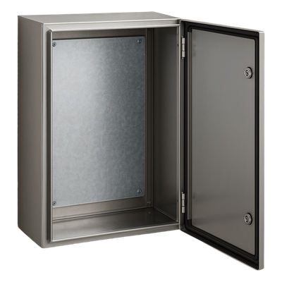 Gabinete de Acero Inoxidable / IP66 / 600x800x300 mm / 23.6x31.5x11.8 in / Carga 50 kg / Placa Galvanizada | PST608030INOXB