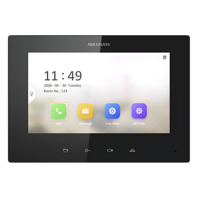 Monitor IP para Videoportero / Pantalla 7" / Resolución 1024 x 600 / 16 Canales de Video / PoE Estándar / 8 Entradas de Alarma | DS-KH6220-LE1
