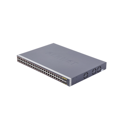 Switch Administrable de 48-Puertos 10/100/1000T 802.3at PoE + 4-Puertos 100/1000BASE-X SFP / 440W | GS-4210-48P4S