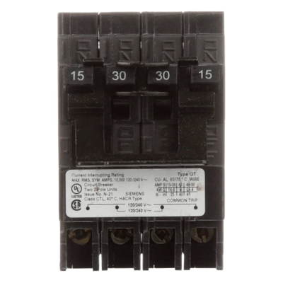 Interruptor Automático Cuádruplex / 2 Polos Dobles / 30-20 A / 120/240 VCA / 10 kA / Enchufable | Q23020CT2