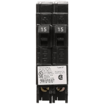 Interruptor Automático Duplex / 2 Polos / 20-20 A / 120 VCA / 10 kA / Enchufable | Q2020