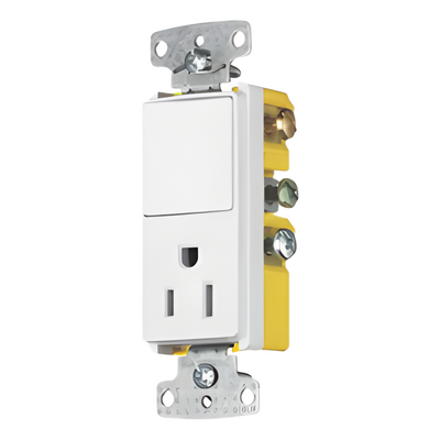Combinación de Contacto y Apagador Decorador / 15A / 125V / 1 Polo / Interior Seco | HUB-RCD-108W