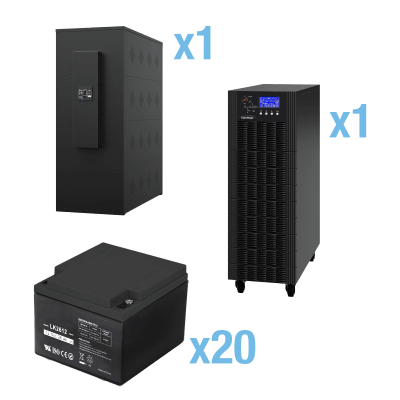 UPS Trifásico de 20 kVA/18 kW, Topología Online Doble Conversión, Voltaje de 208/220 Vca de L-L, Respaldo de 5 Minutos al 100% de Carga, Incluye Módulo y Banco de Baterías | HSTP3T20K100P-5MIN-STARTUP