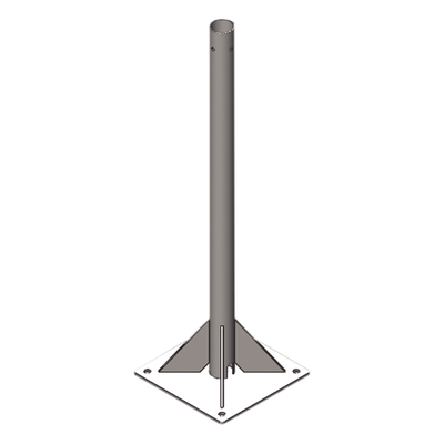 Mástil de Soporte / 3 m (9.8 ft) de Altura / Tubo 2" Cédula 30 / Acero A36 / Galvanizado por Inmersión en Caliente / Placa Base 30x30 cm / Opresor Integrado para Pararrayos | SB-MPR-3M