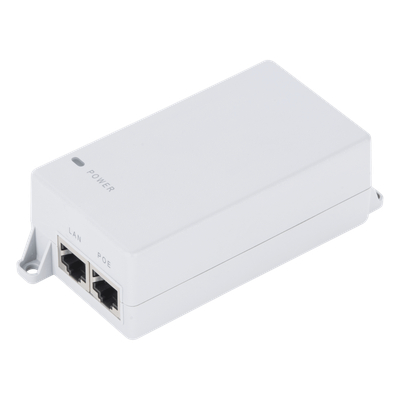 Inyector PoE / Pasivo Gigabit / 24Vcc 30W / 2x RJ45 / 100-240VAC / 3.8x2.1x1.4 in | POE24V30W